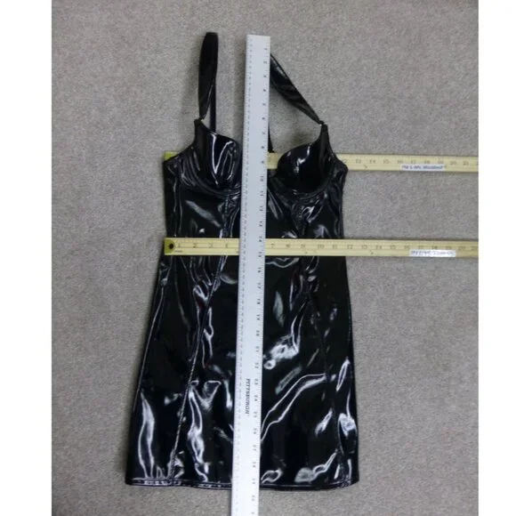 NWT Hustler Black Maxine Faux Leather Wired Dress (Size 4) - Picture 12 of 15